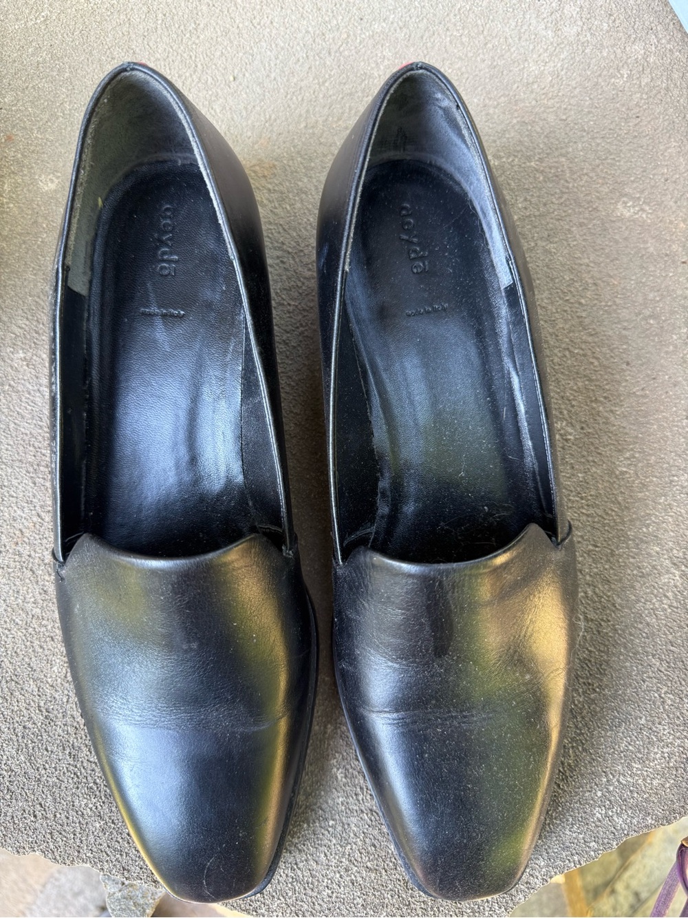 Aeyde Black Leather Square Toe Flats Loafers EU 39 Made In Italy
